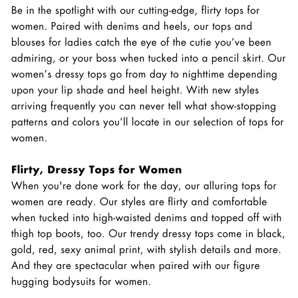Flirty, dressy tops for women